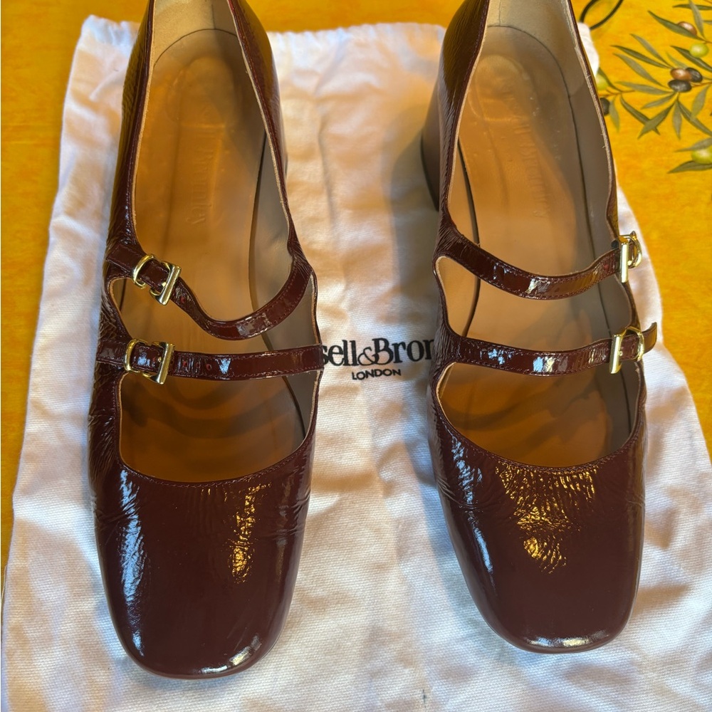 Women's wine colored patent leather shoes